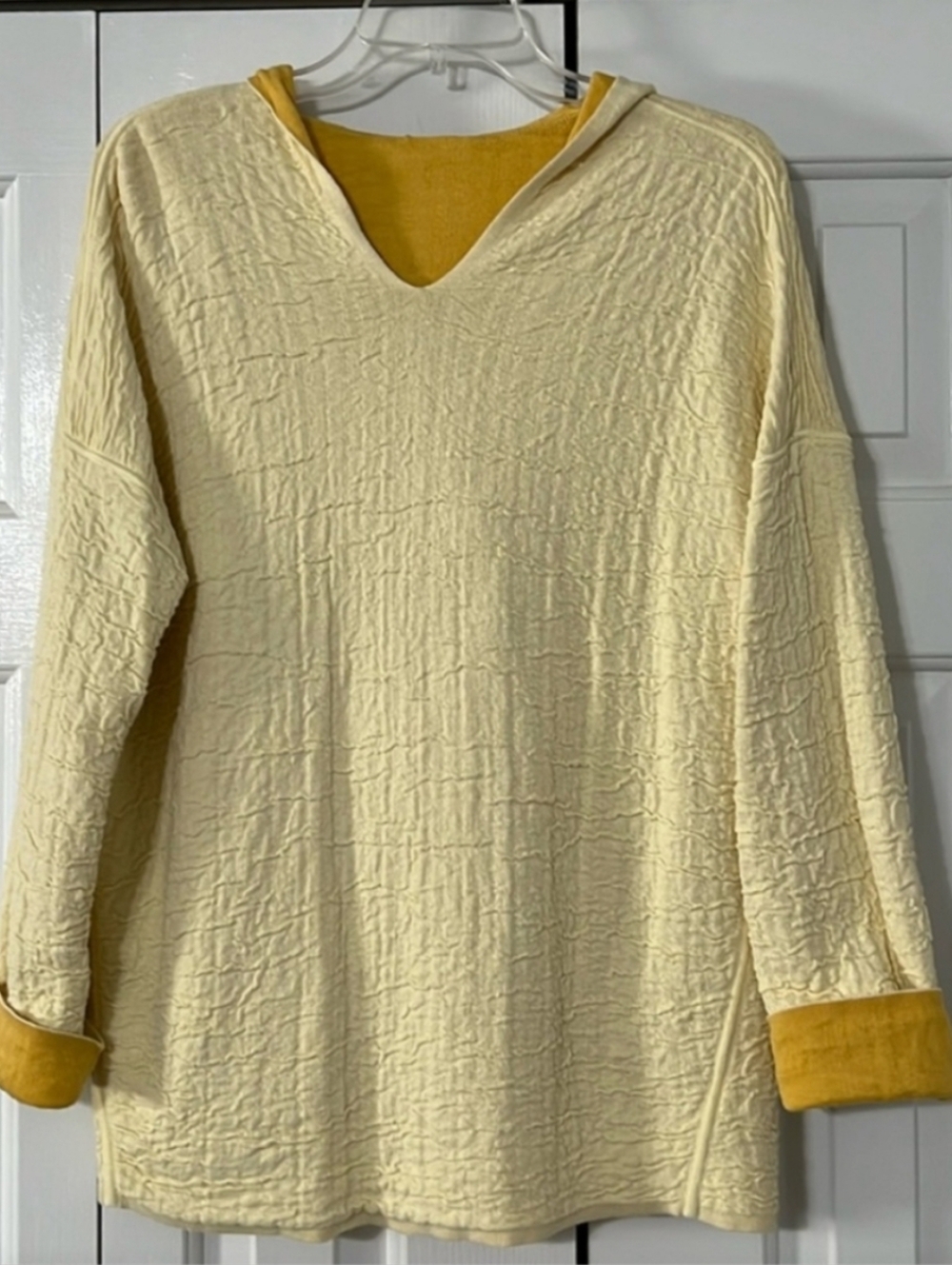 J. Jill Mustard Reversible Textured Cotton Top XS